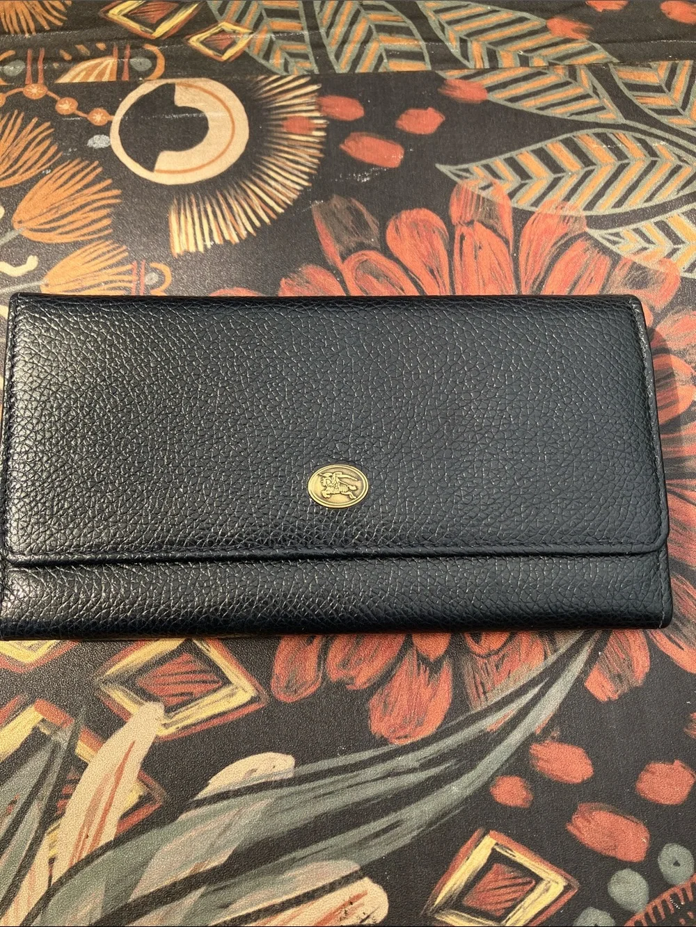 Perfect condition Vintage Burberrys Blue Pebbled Leather Accordion Wallet